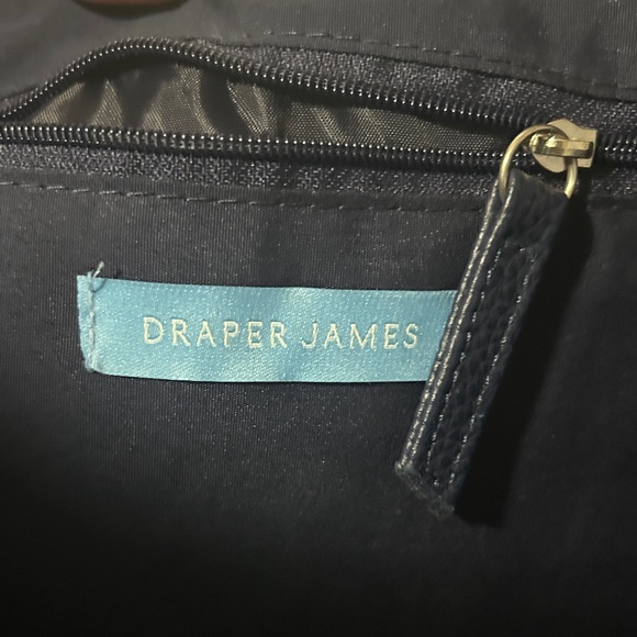 Draper James Tan Tote with Navy Floral Bow - Picture 3 of 5